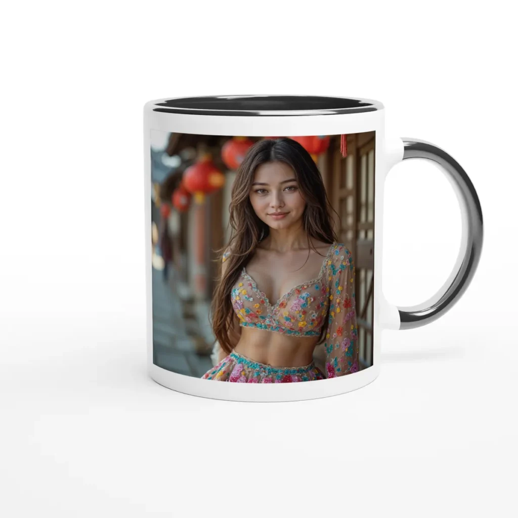 Red Lantern Heart Ceramic Mug